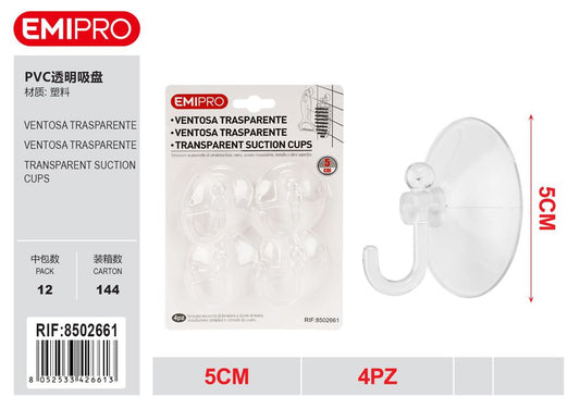 ventosa Trasparente 5cm 4Pz