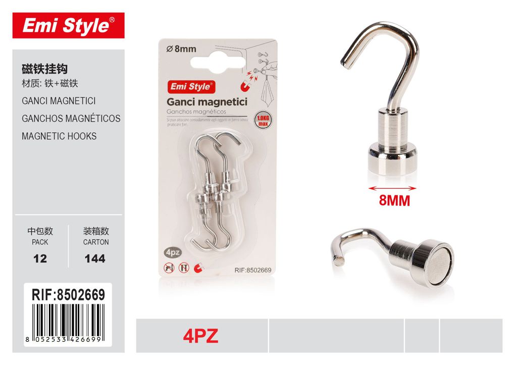 Ganci Magnetici 8mm 4Pcs