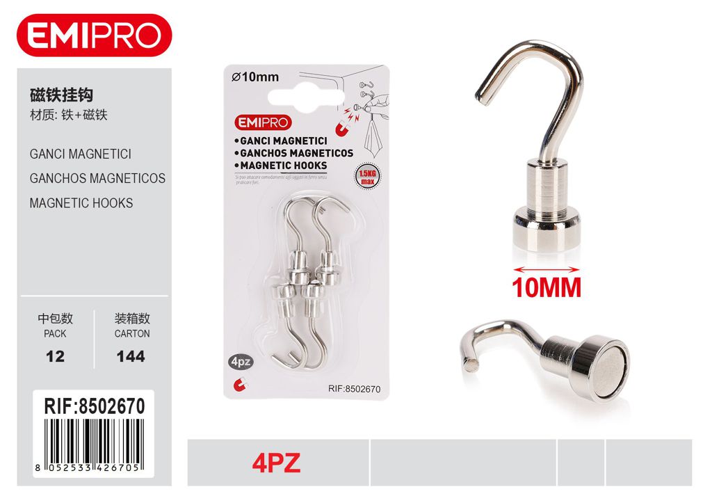 Ganci Magnetici 10mm 4Pcs