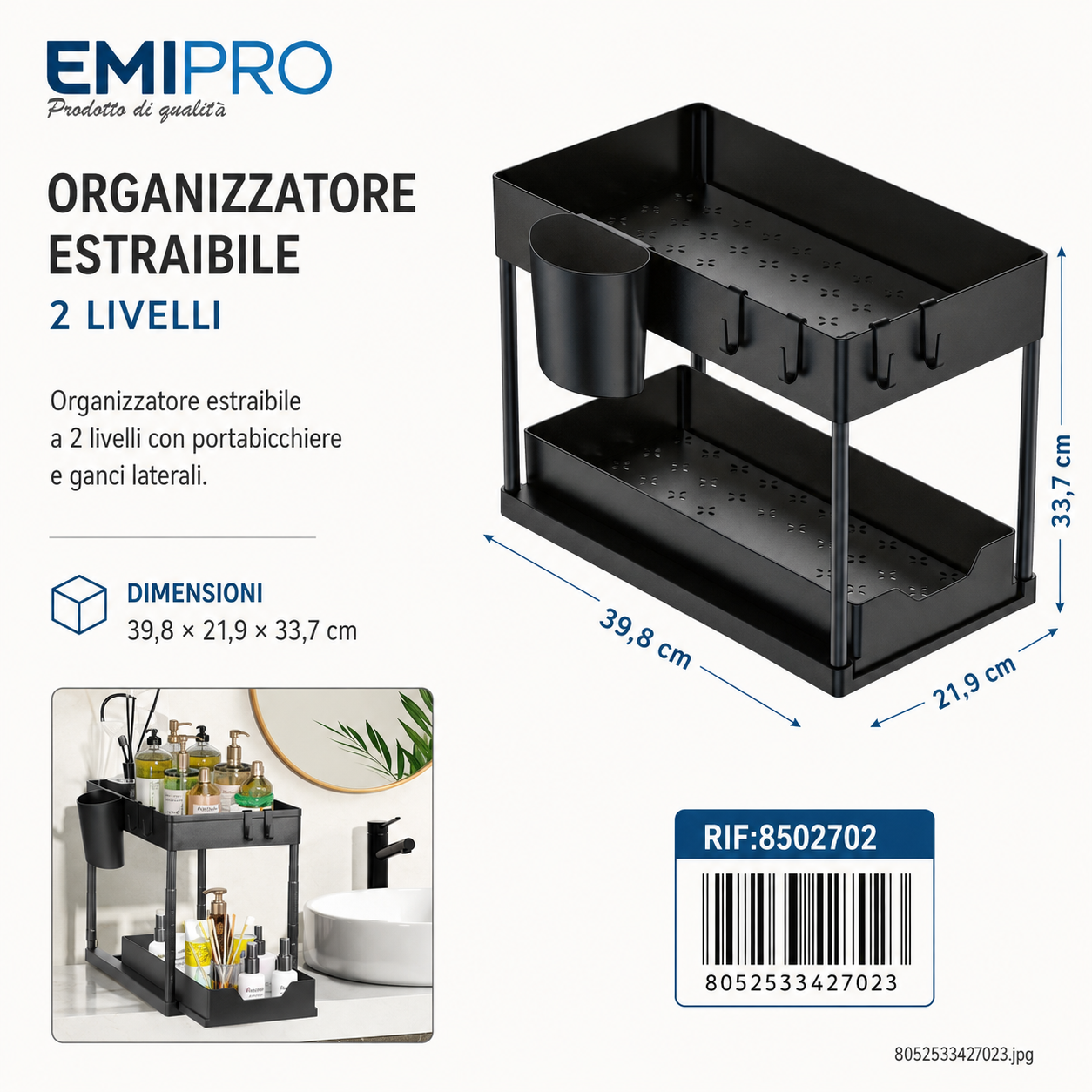 Organizzatore a 2 Livelli 39.8*21.9*33.7cm