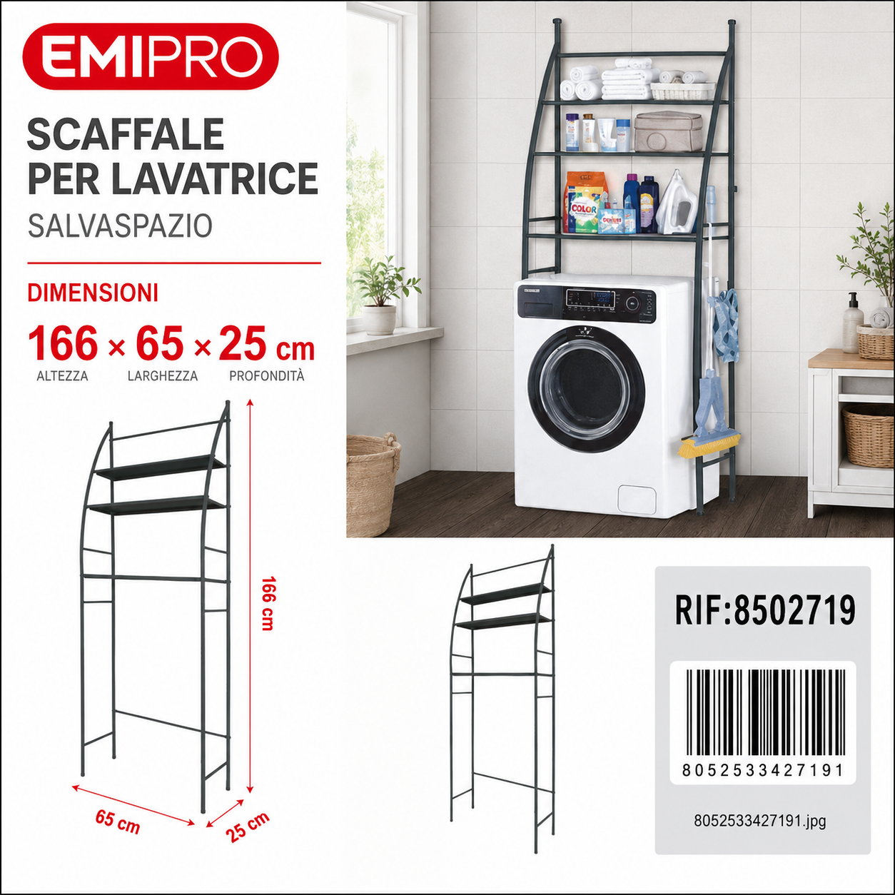 Scaffale per Lavatrice 166*65*25cm