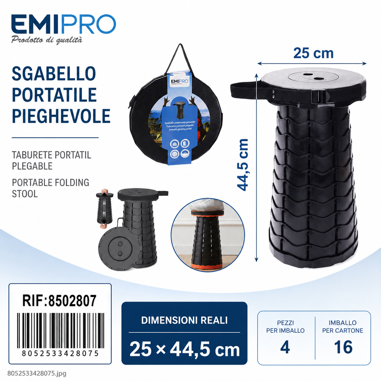 Sgabello Pieghevole Portatile 25*6cm