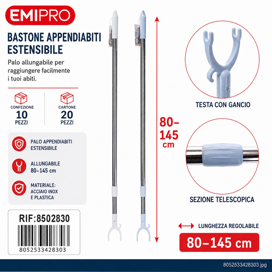Asta Appendiabiti Allungabile 80-145cm