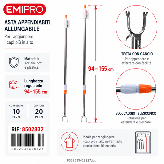 Asta Appendiabiti Allungabile 94-155cm