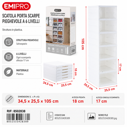 Scarpiera Pieghevole per Scarpe 6 34.7*25.5*105cm
