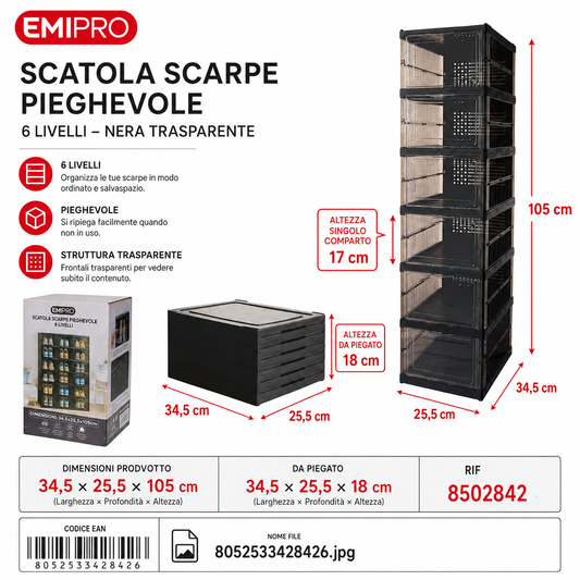 Scarpiera Pieghevole per Scarpe 34.5*25.5*105cm