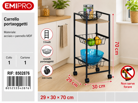 Carrello Portaoggetti 29*30*70cm