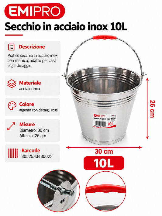 SECCHIO IN ACCIAIO 10L 30CM