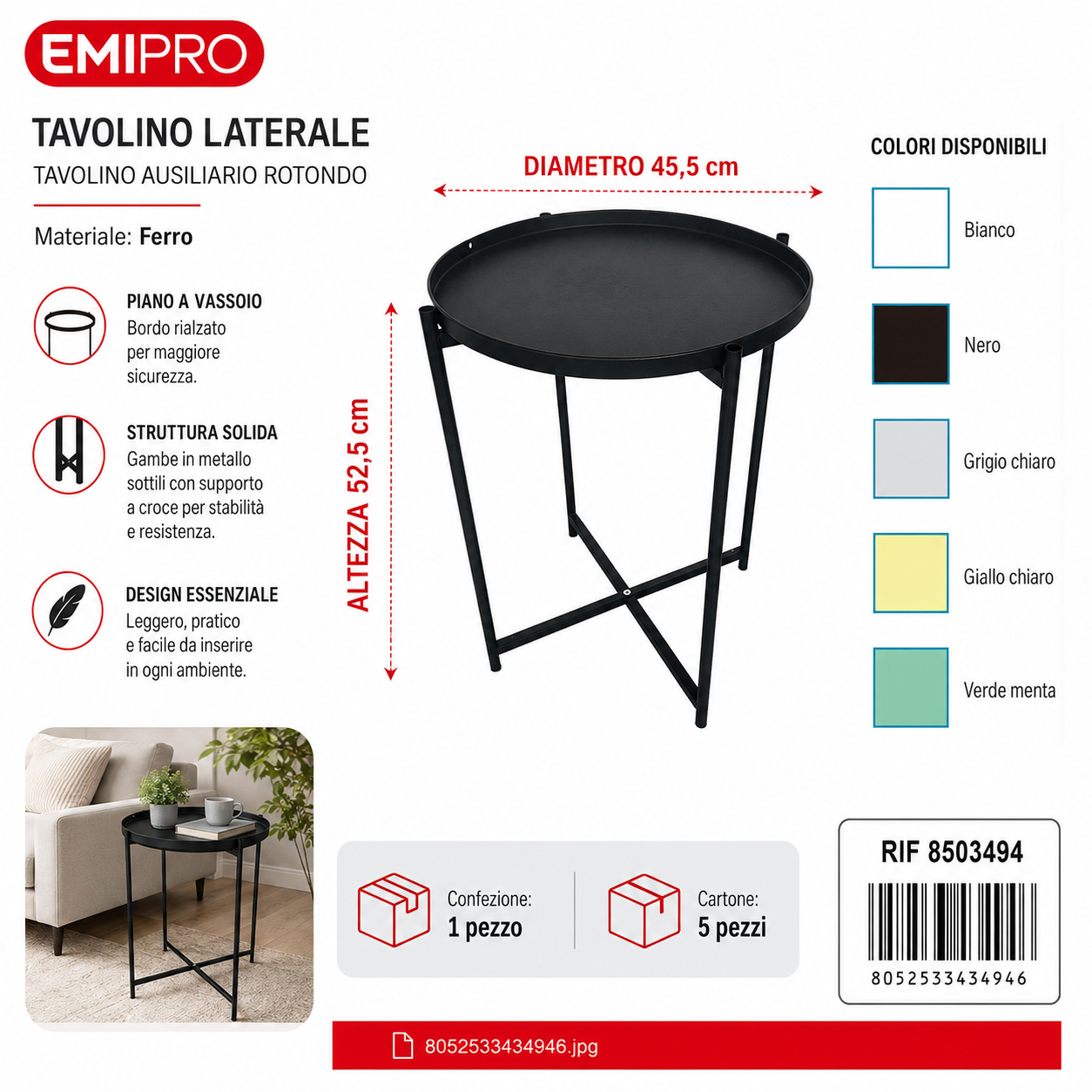 Tavolino Laterale 45.5*52.5cm