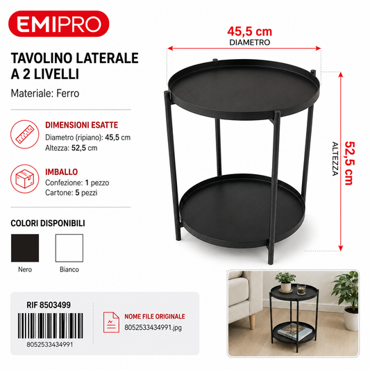 Tavolino Laterale a 2 Livelli 45.5*52.5cm
