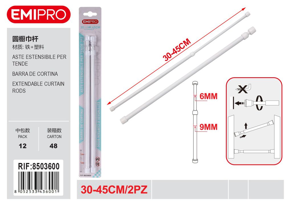 Aste Per Tende 30 45cm 2Pz