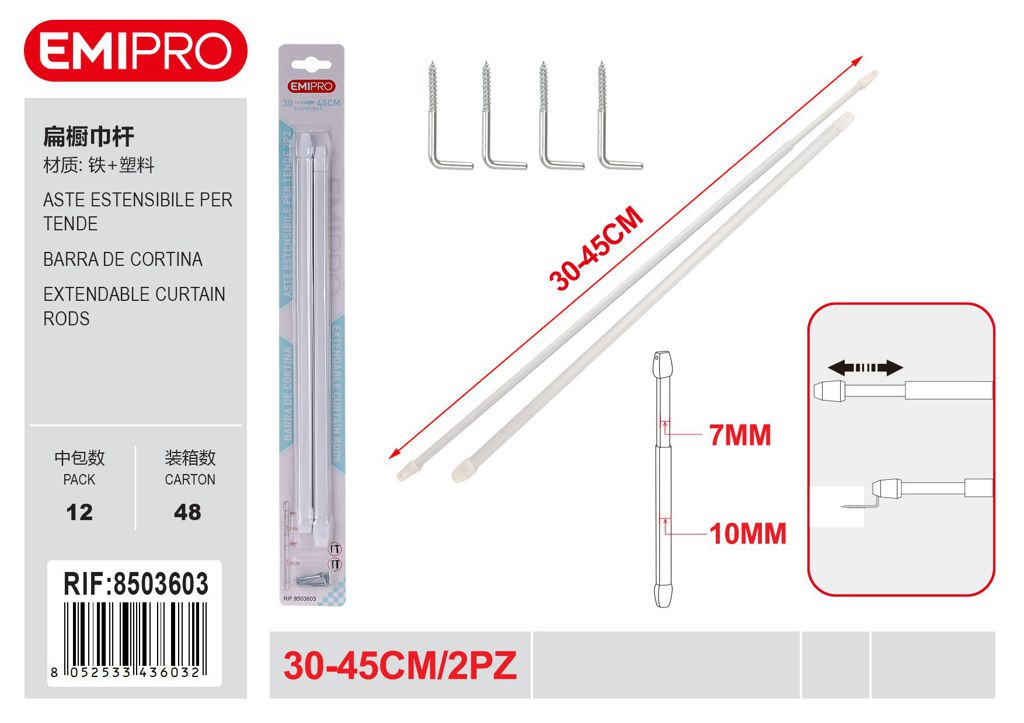 Aste Per Tende 30 45cm 2Pz