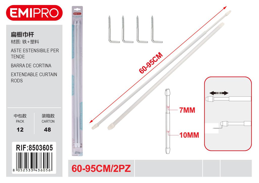 Aste Per Tende 60 95cm 2Pz