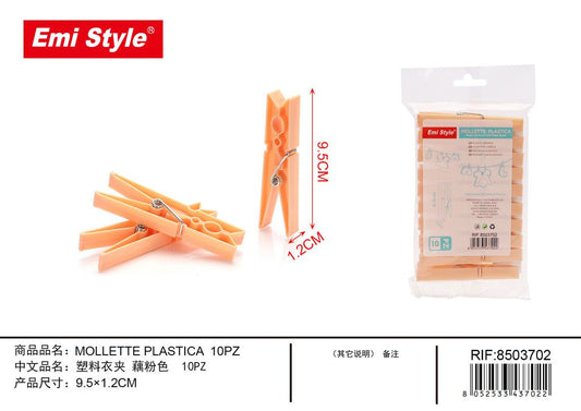 Mollette Per Bucato In Plastica 9.6*1.2cm 10Pz