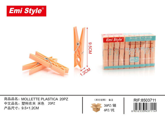 Mollette Plastica 9.6*1.2cm 20Pz