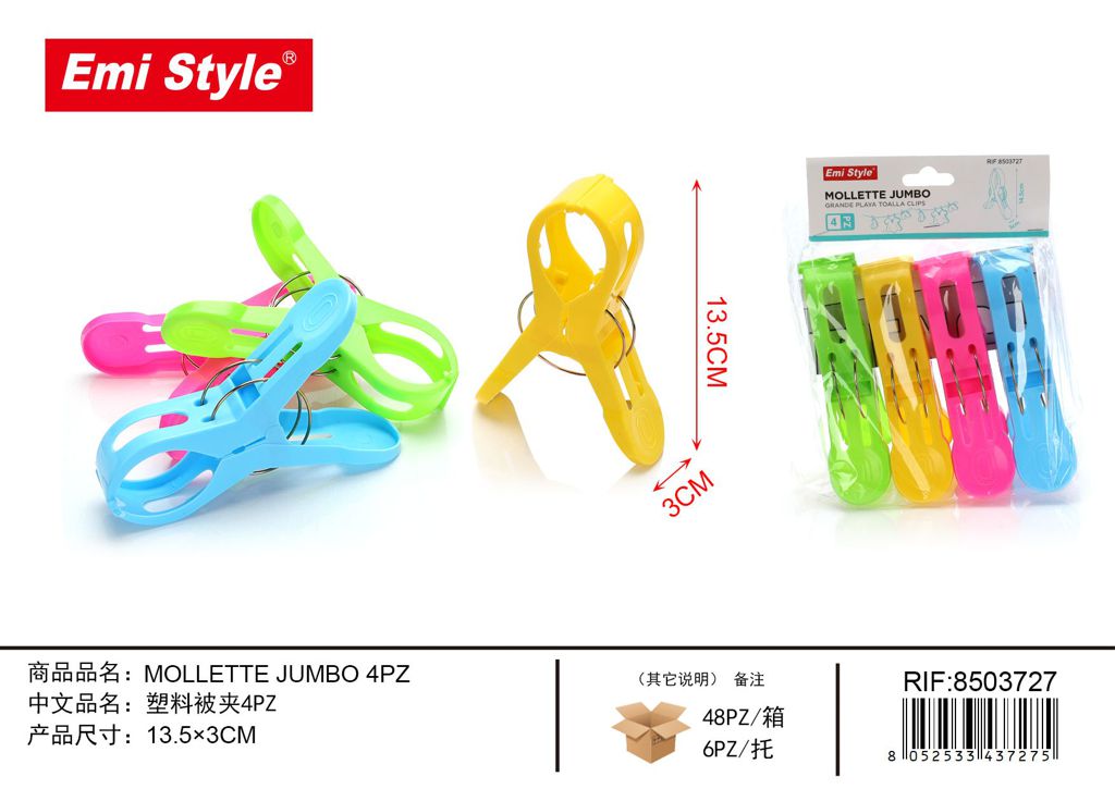 Mollette Jumbo 4Pz 13.5*3cm