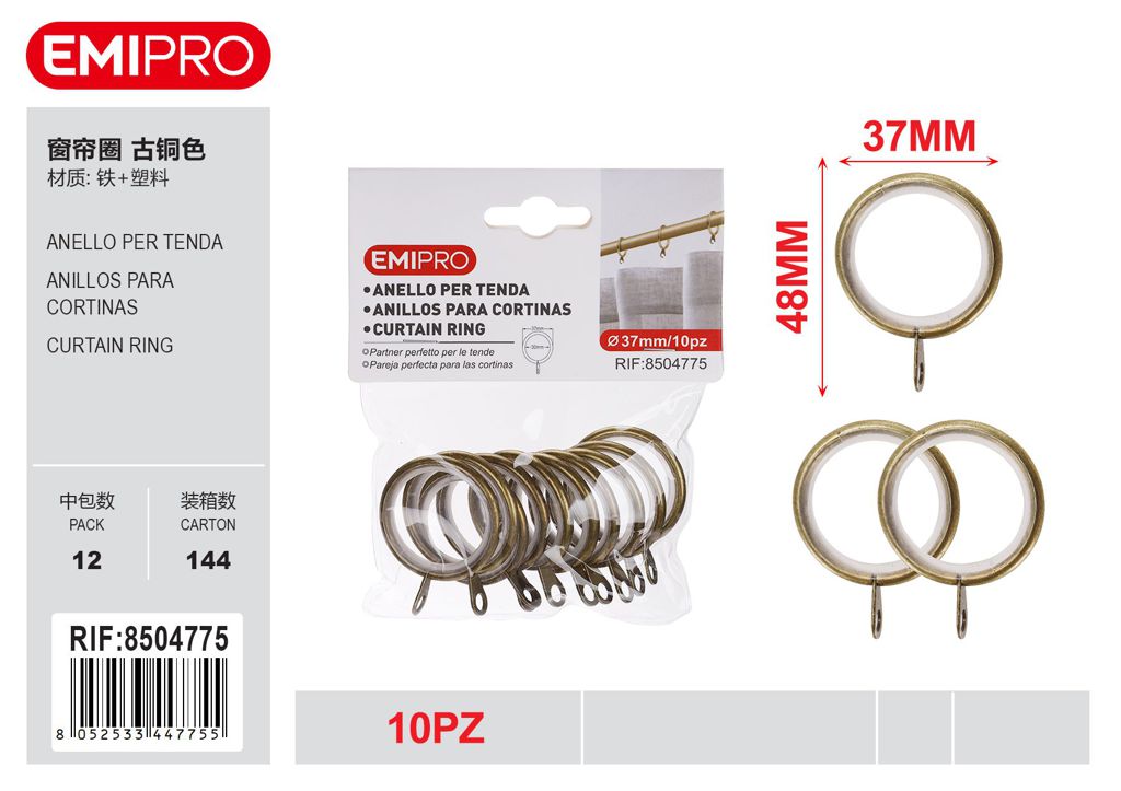 Anello Per Tenda 37mm 10Pz