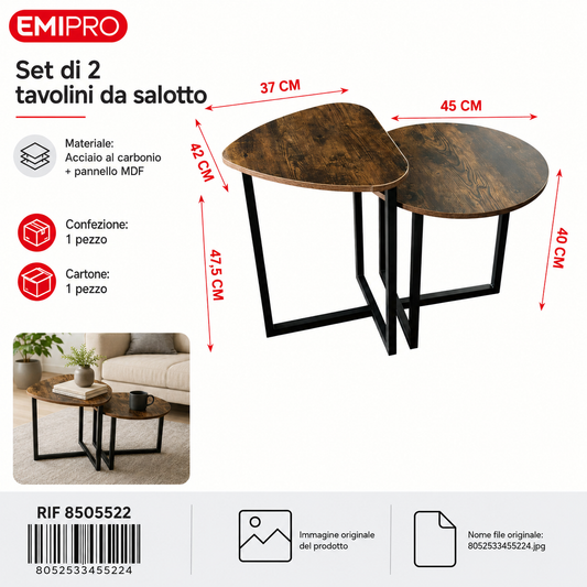 Set di 2 Tavolino da Salotto