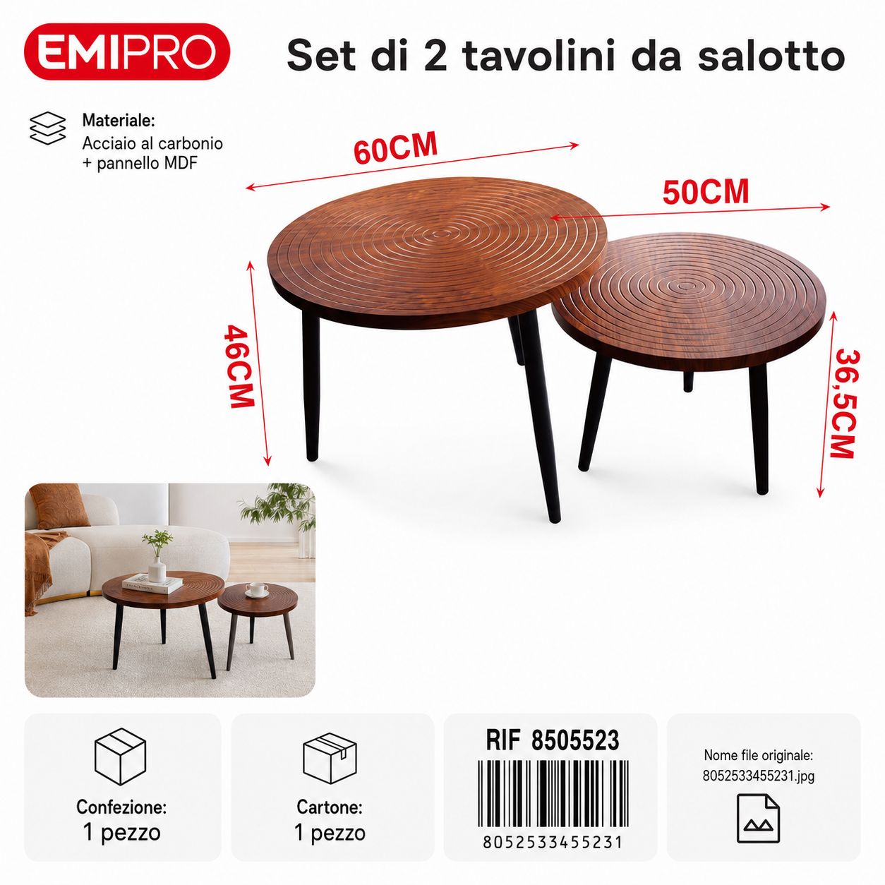Set di 2 Tavolino da Salotto