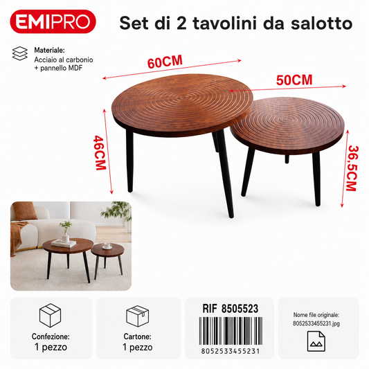 Set di 2 Tavolino da Salotto