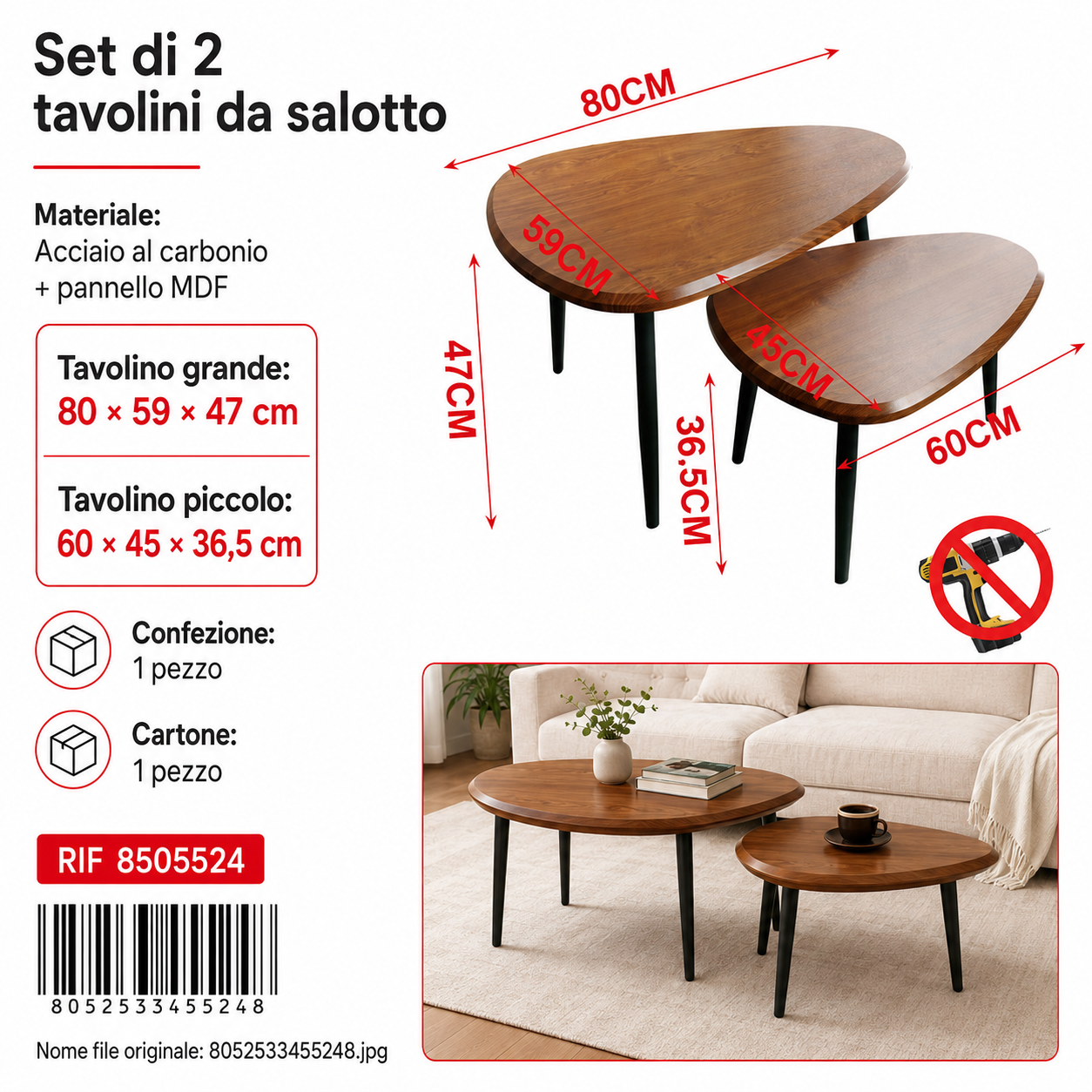 Set di 2 Tavolino da Salotto