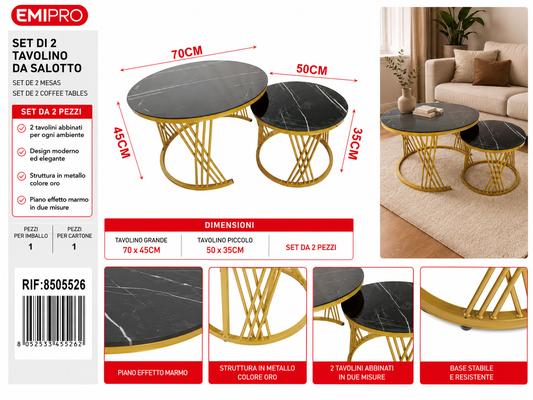 Set di 2 Tavolino da Salotto