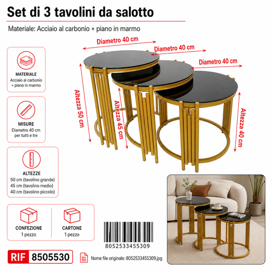 Set di 3 Tavolino da Salotto