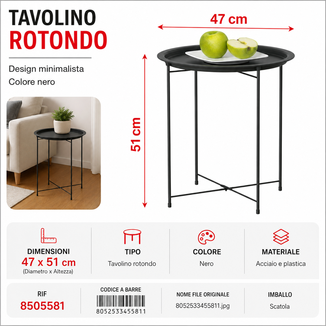 Tavola Rotonda 47*51cm
