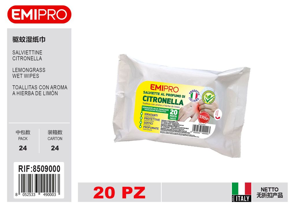 Salviettine Citronella 20Pz