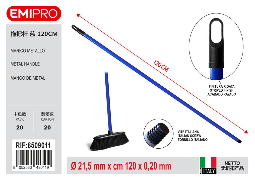 Manico Metallo 120cm Diam. 21.5 mm