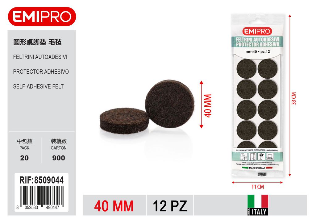 Feltrini Autoadesivi Blister Maxi Ass 40mm 12Pz