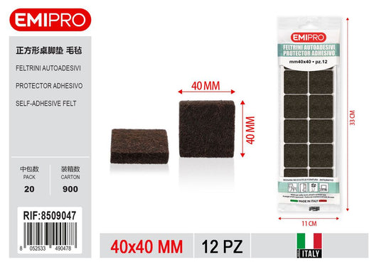Feltrini Autoadesivi Blister Maxi Ass 40*40mm 12Pz