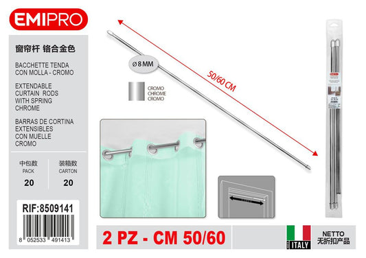 Guida Tenda Con Molla cm 50/60 In Busta Da 2 Pezzi Cromo