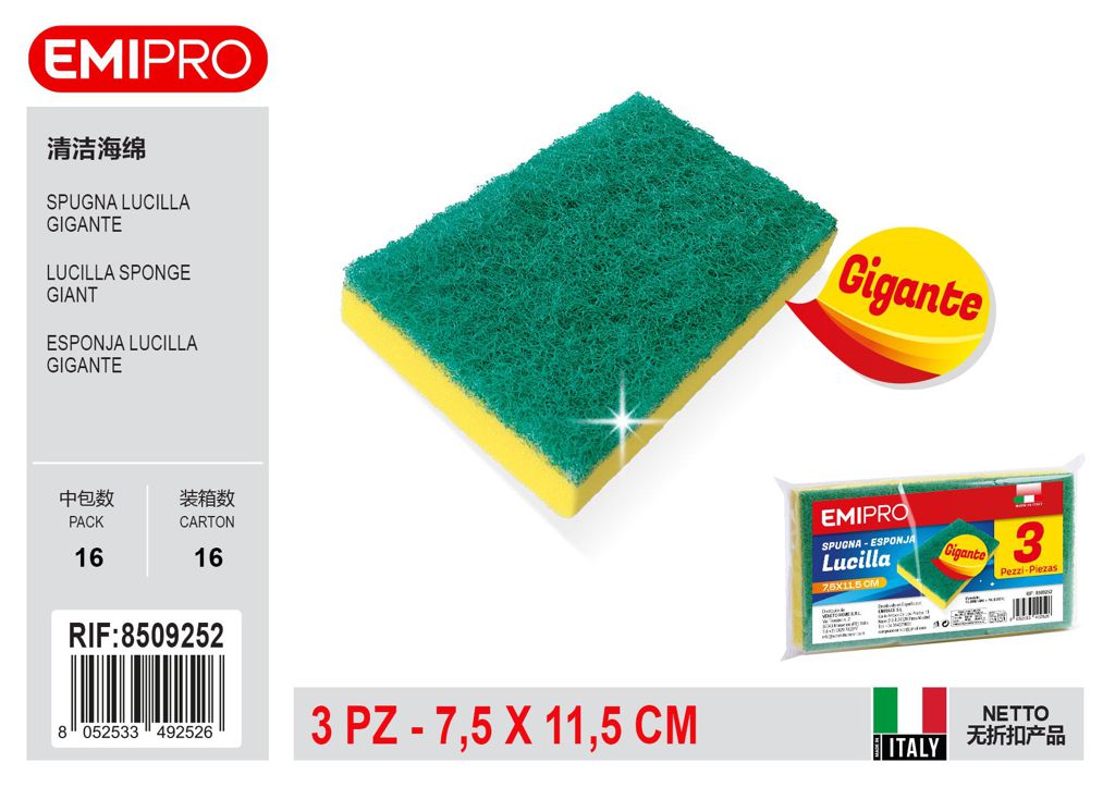 Spugna Lucilla Gigante 3Pz 7.5*11.5cm