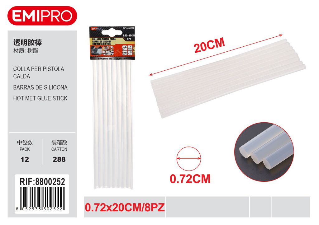Colla Per Pistola Calda 0.72cm*20cm 8Pz