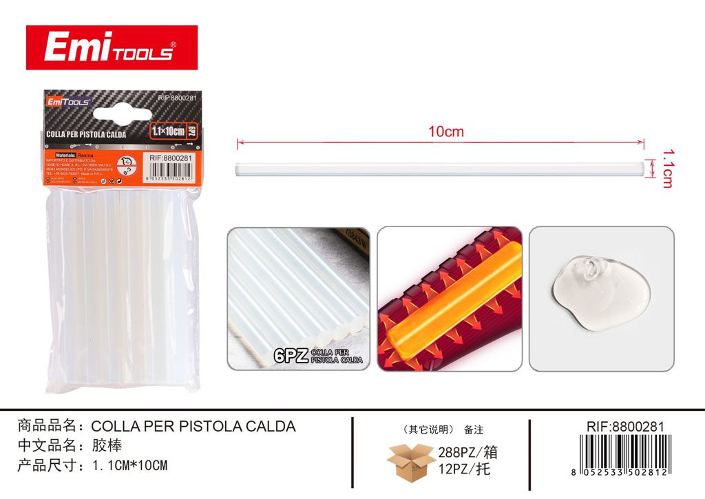 Colla Per Pistola Calda 1.12*10cm 6Pz