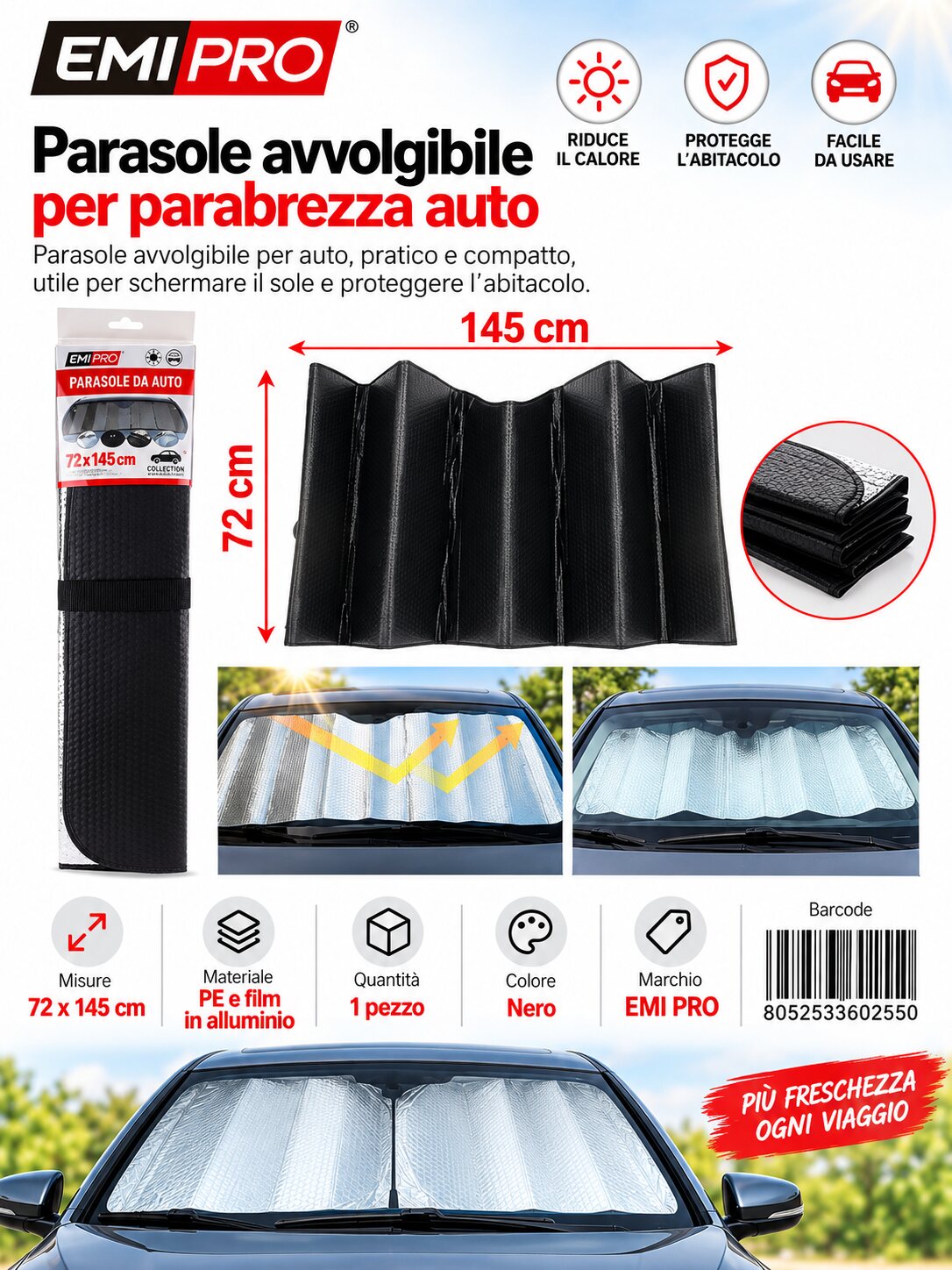 Parasole Da Auto 72*145cm