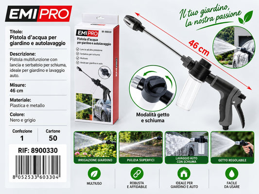 PISTOLA D ACQUA PER GIARDINO E AUTOLAVAGGIO