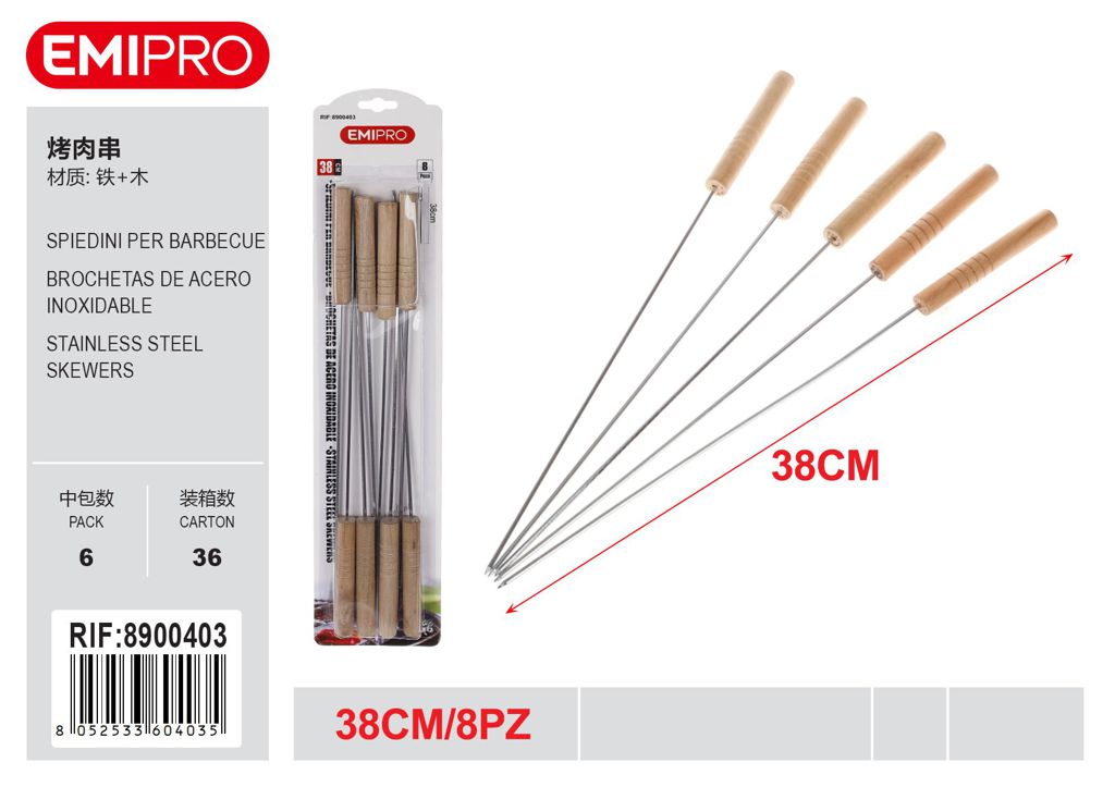 Spiedini Per Barbecue 8Pz 38cm
