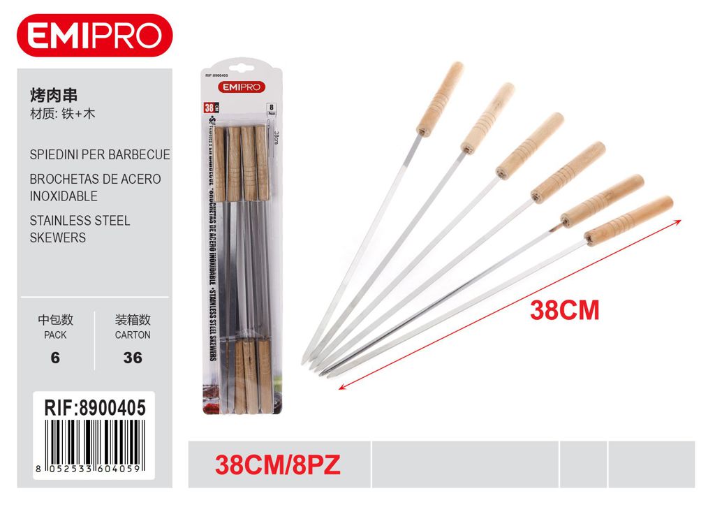 Spiedini Per Barbecue 8Pz 38cm