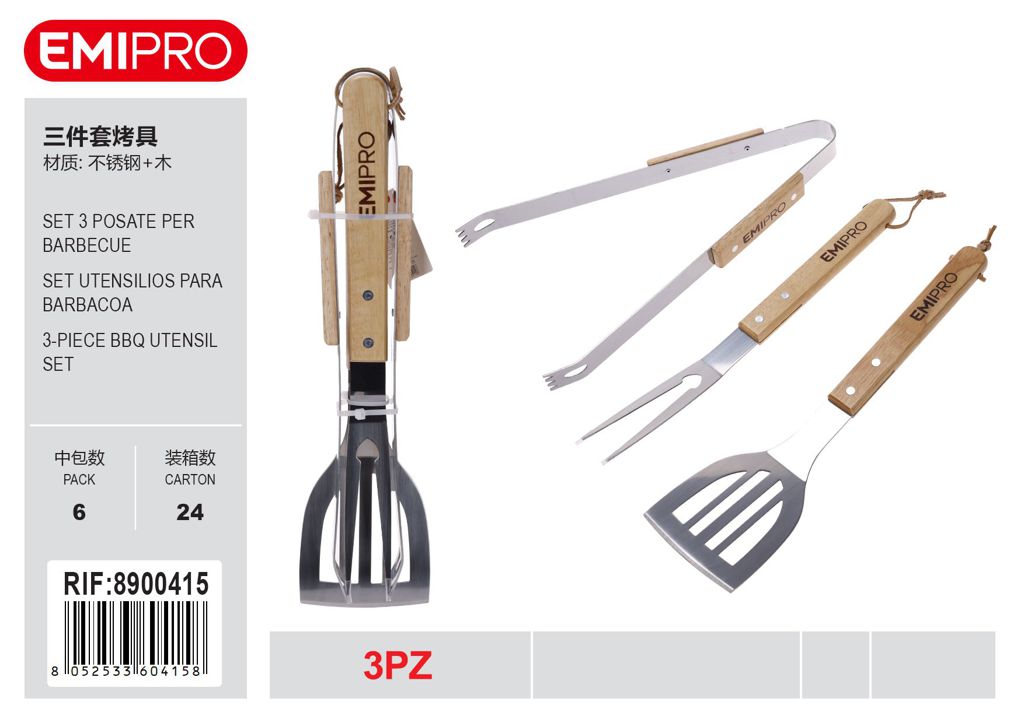Set 3 Posate Per Barbecue