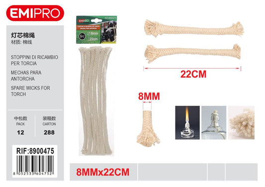 STOPPINI DI RICAMBIO PER TORCIA 8MM*22CM 6PCS