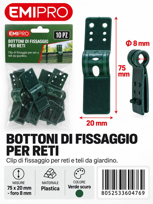 BOTTONI DI FISSAGGIO PER RETI 10PZ