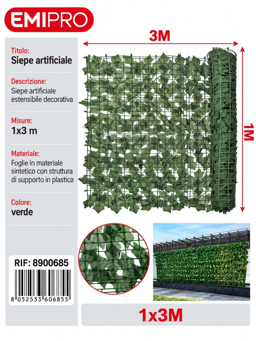 SIEPE ARTIFICIALE 1*3M