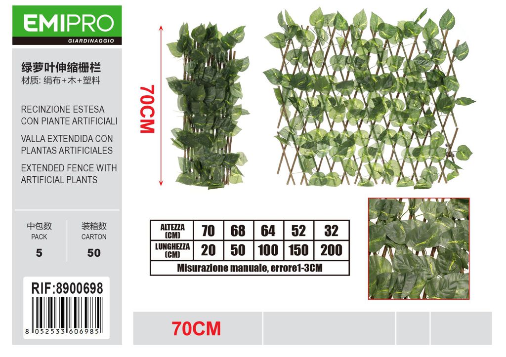 RECINZIONE ESTESA CON PIANTE ARTIFICIALI 70CM