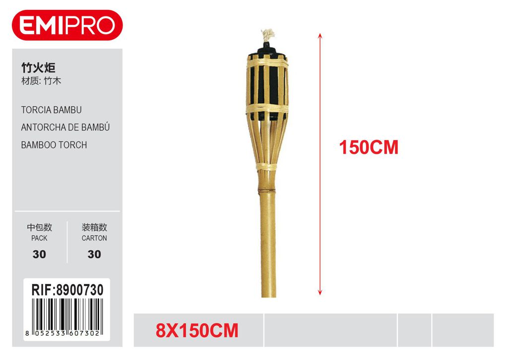TORCIA BAMBU CM.150 DIAM CM.8