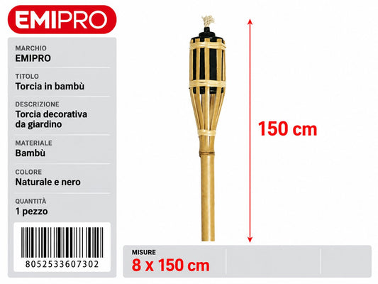 TORCIA BAMBU CM.150 DIAM CM.8
