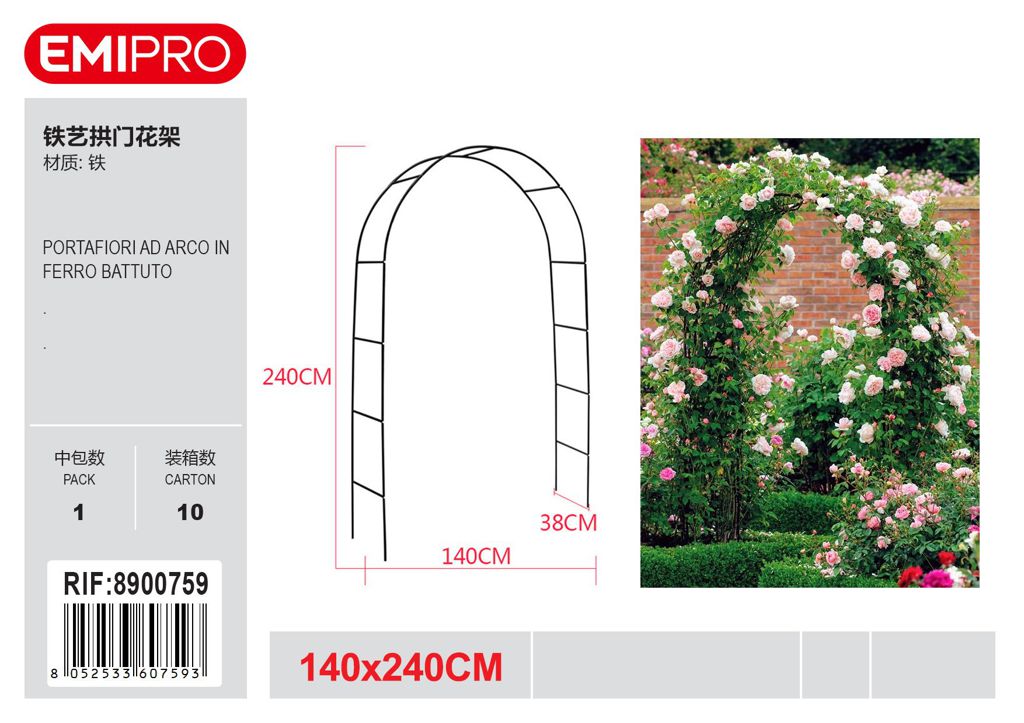 PORTAFIORI AD ARCO IN FERRO BATTUTO 140CM*240CM