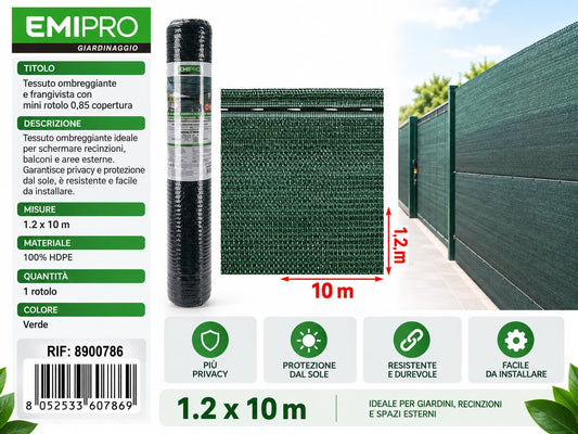 TESSUTO OMBRA MINIROTOLO 0.85 COPERTURA 1.2*10M