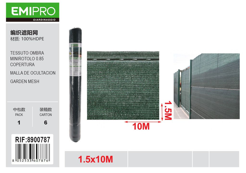 TESSUTO OMBRA MINIROTOLO 0.85 COPERTURA 1.5*10M